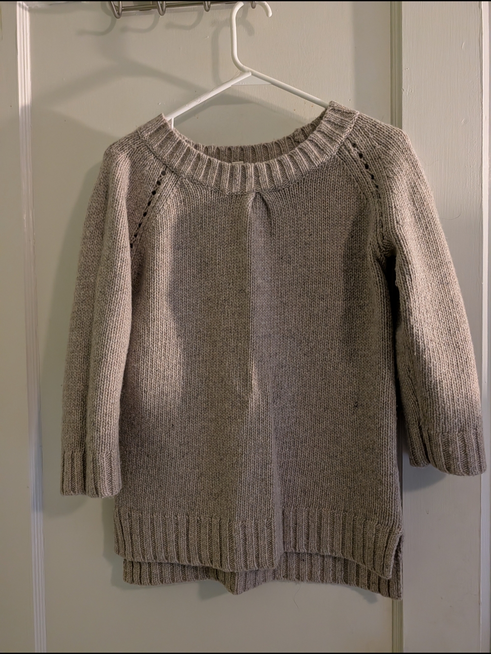 Cozy Crewneck Knit Sweater - Tan/Neutral; LandsEnd, Small, Great Condition
